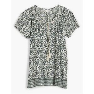 Lucky Brand Border Print Smocked Top Size Small